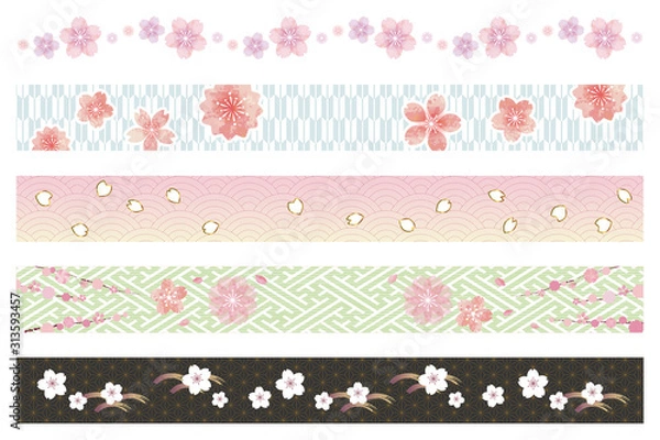 Obraz 桜の花 和風ライン 装飾