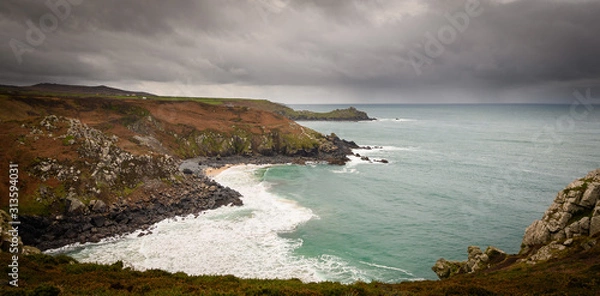 Fototapeta landscape showing view from Coastal path near Zennor, Cornwall