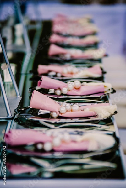 Obraz Elegantly decorated wedding table set