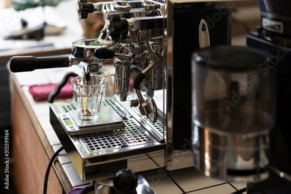 Obraz Barista Making Espresso with Coffee Machine