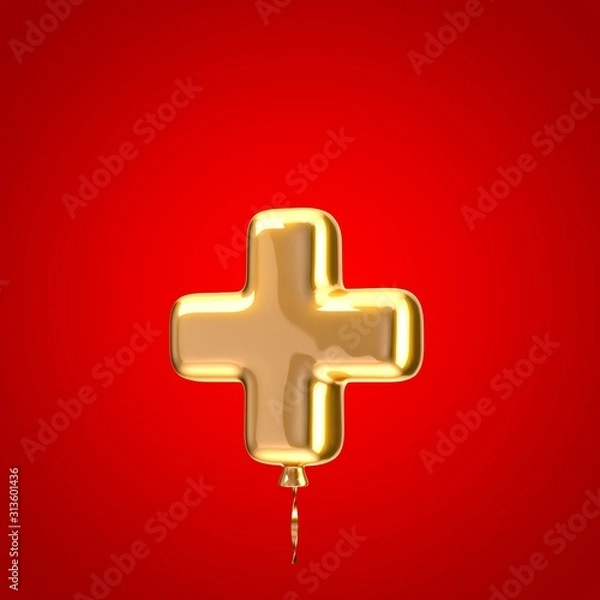 Fototapeta Gold balloon font plus symbol