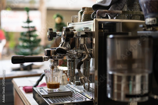 Obraz Barista Making Espresso with Coffee Machine