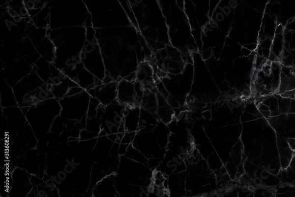 Fototapeta Black marble natural pattern for background, abstract black and white