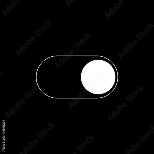 Fototapeta Vector On Off Switch. Dark and Light Mode Switcher for Phone Screens. Toggle Element for Mobile App, Web Design, Animation. Light and Dark Buttons.