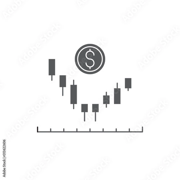 Obraz Candlestick chart vector icon symbol trading isolated on white background