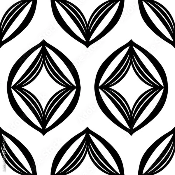 Obraz Minimalist black and white ogee vector seamless pattern. Clean design style with editable vector file.