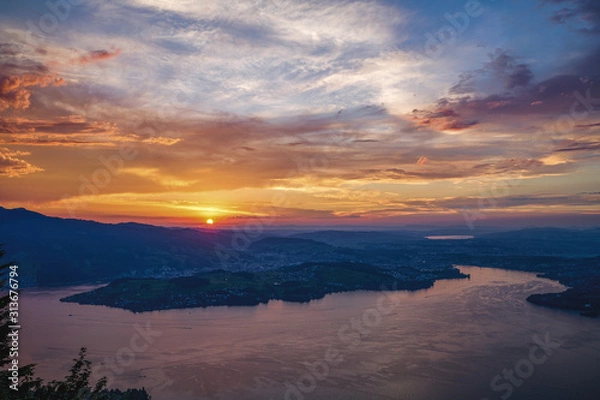 Obraz Mount RIGI sunnset over lake Luzern