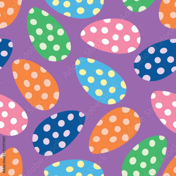 Fototapeta Polka Dot Bold Easter Eggs Vector Seamless Pattern. Fun Easter Egg pattern shown in bold party colors. All colors can be changed.