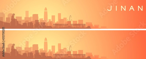 Fototapeta Jinan Beautiful Skyline Scenery Banner