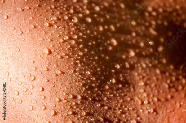 Fototapeta Full frame background of water drops collected on smooth skin