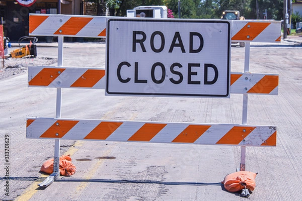 Obraz Road Closed sign and gate