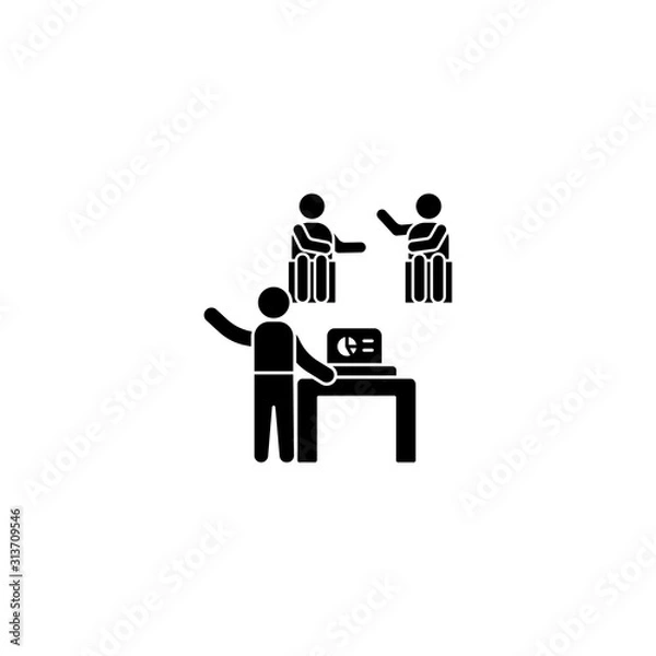 Fototapeta Desk laptop trainer chart icon. Simple business indoctrination icons for ui and ux, website or mobile application