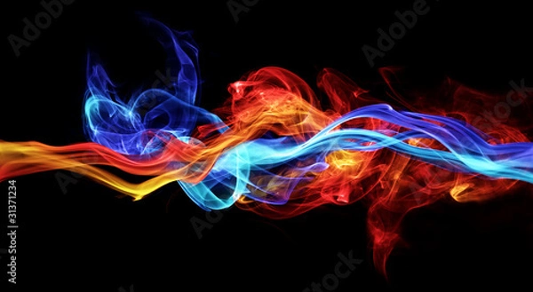 Obraz Czerwony i niebieski dym