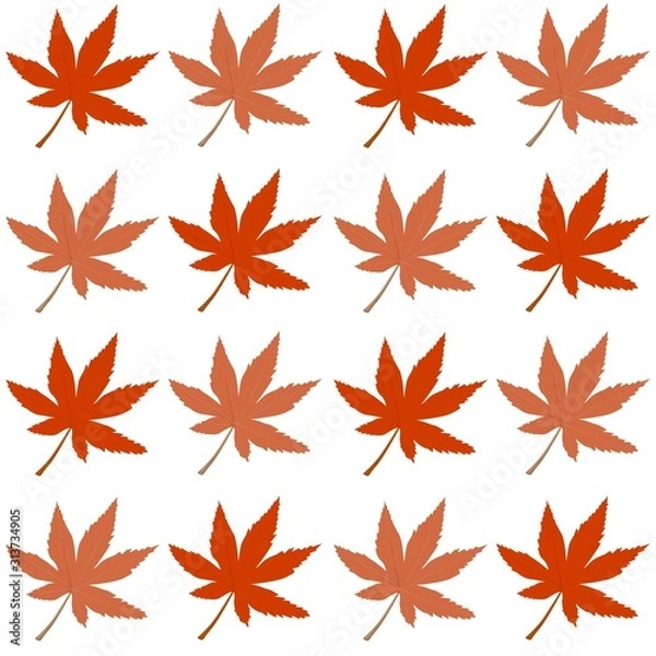Obraz The vector seamless pattern. Cute maple leaves pattern. Vector for wallpaper, child apron, fabric, textile pattern. Endless print. Background illustration vector.