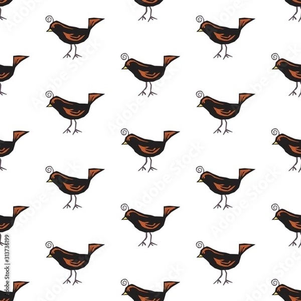 Obraz The vector seamless pattern. Cute bird pattern. Vector for wallpaper, child apron, fabric, textile pattern. Endless print. Background illustration vector.