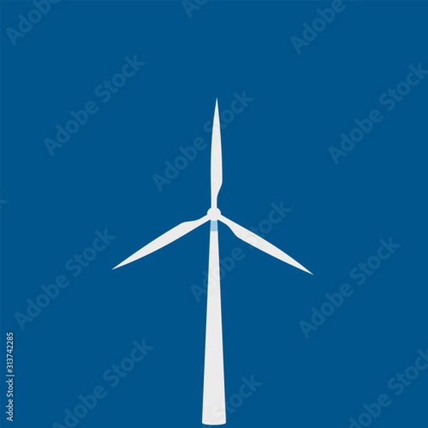 Fototapeta Wind turbine symbol flat design, pivot point on center for animate.