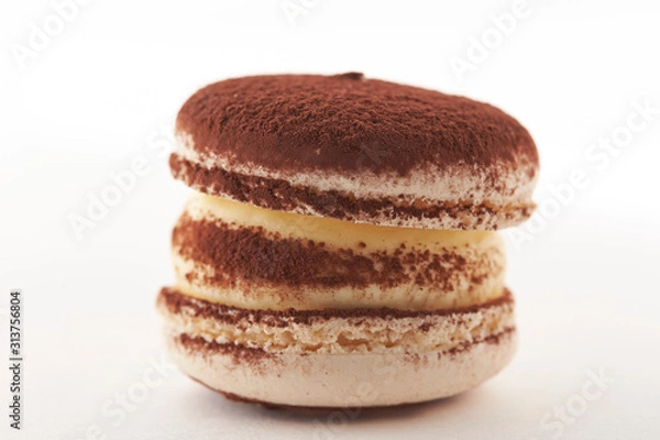 Obraz Cocoa powder macaroon on white background 