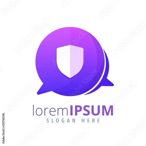 Obraz Chat box logo save shield consept