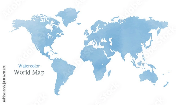 Fototapeta 水彩風　世界地図　イラスト