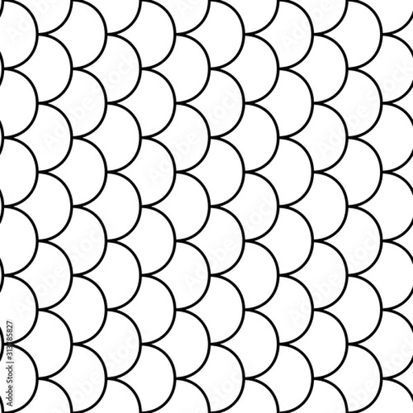 Obraz Fish scale pattern Seamless black and white.