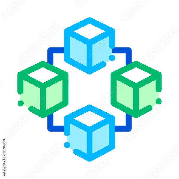 Obraz Blockchain Artificial Intelligence Vector Icon Sign Thin Line. Artificial Intelligence Details Cubes In Element Linear Pictogram. Fingerprint, Microchip, Assembly Contour Illustration