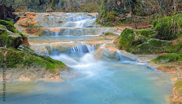 Fototapeta Source of the river Huveaune, mountain stream