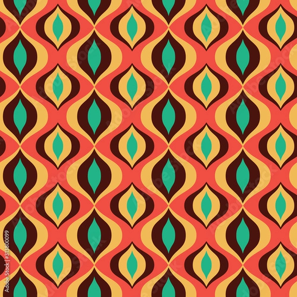 Fototapeta Vector multicolored 60s, 70s retro vintage