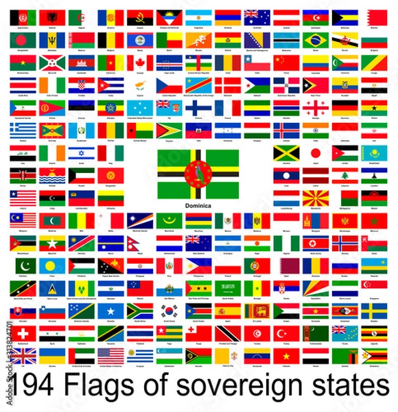 Obraz Dominica, collection of vector images of flags of the world