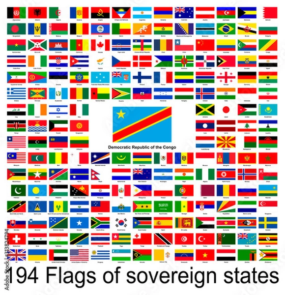 Obraz DR Congo, collection of vector images of flags of the world