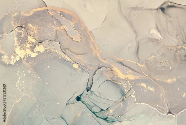 Fototapeta Alcohol ink colors translucent. Abstract multicolored marble texture background. Design wrapping paper, wallpaper. Mixing acrylic paints. Modern fluid art. Alcohol Ink Pattern