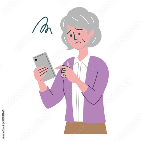 Fototapeta シニア　女性　携帯電話　困っている