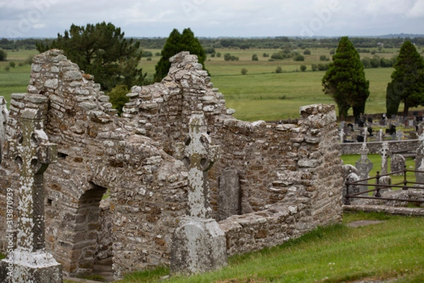 Fototapeta The monastery of Clonmacnoise ruin in Ireland