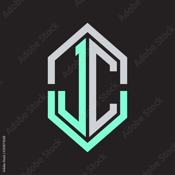 Obraz JC Logo monogram with hexagon shape and outline slice style