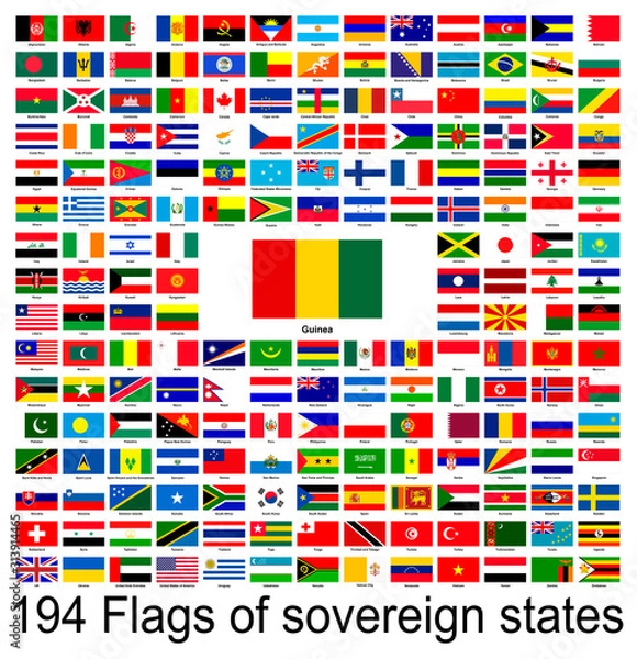 Obraz Guinea, collection of vector images of flags of the world