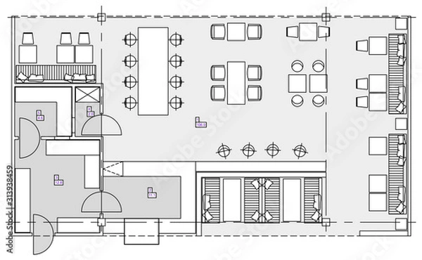 Obraz Standard furniture symbols used in architecture plans