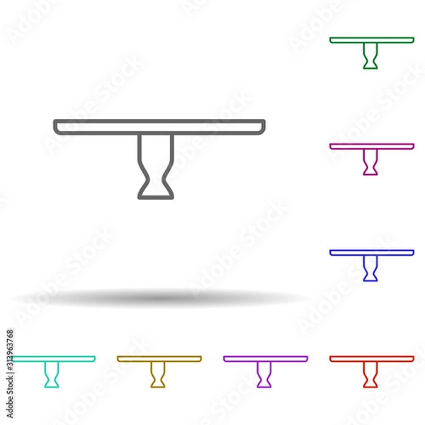 Fototapeta round table multi color style icon. Simple thin line, outline vector of furniture icons for ui and ux, website or mobile application