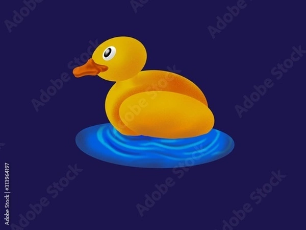 Fototapeta illustration of a duckling in a lake