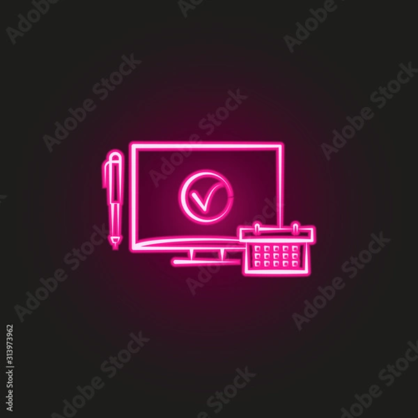 Fototapeta timetable neon style icon. Simple thin line, outline vector of education icons for ui and ux, website or mobile application