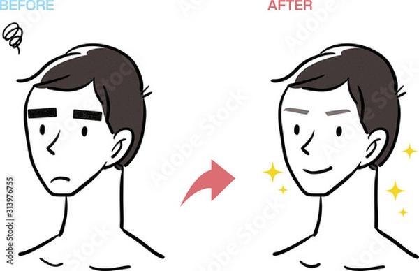Obraz 眉毛　脱毛　男性　イラスト
