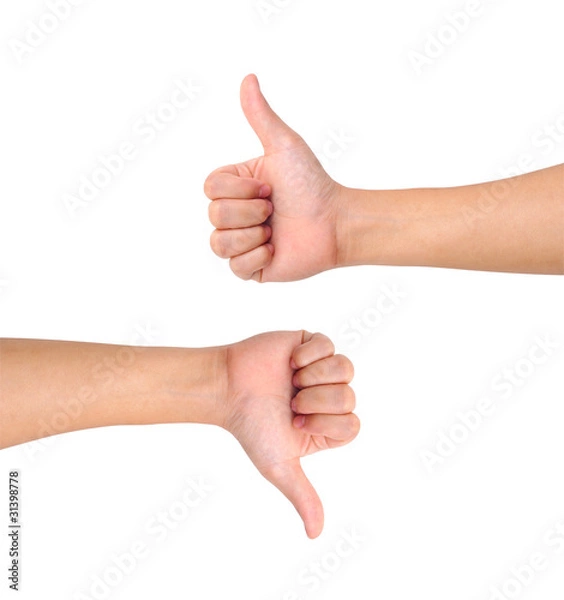 Obraz Thumb up and thumb down hand signs