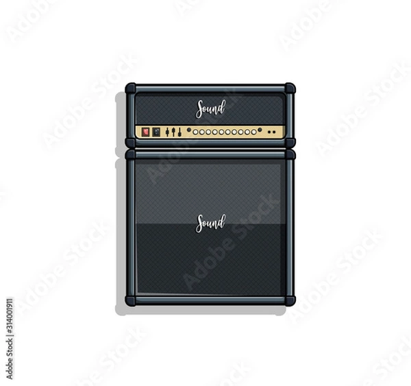 Fototapeta Amplifier and Speaker vector illustration on white isolated background. Audio business concept. for sticker, web, product illustration, etc.