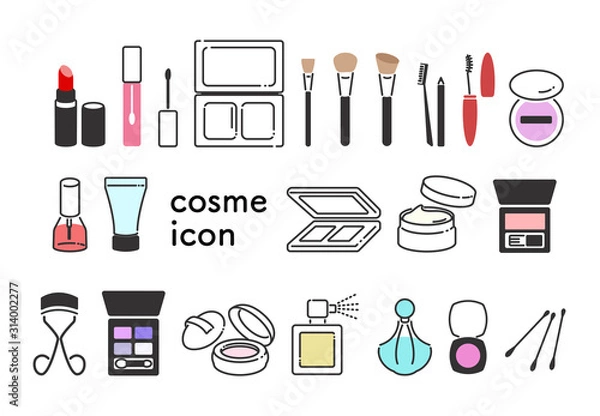 Fototapeta コスメ　アイコン　シンプル　セット　おしゃれ