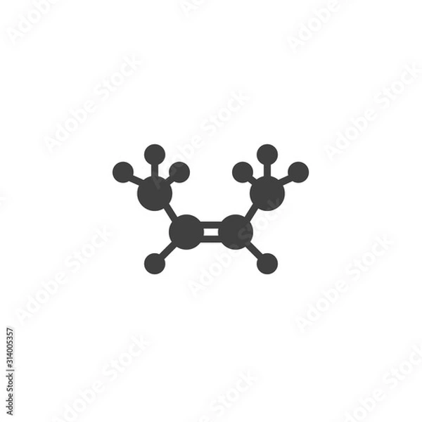 Fototapeta Butene molecular structure vector icon. filled flat sign for mobile concept and web design. C4H8 Butylene chemical formula glyph icon. Symbol, logo illustration. Vector graphics