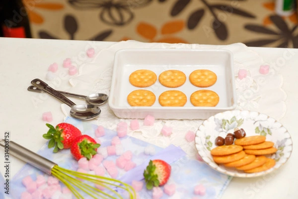 Obraz 写真素材：　お菓子作り　趣味　手作り　ハート　バレンタイン