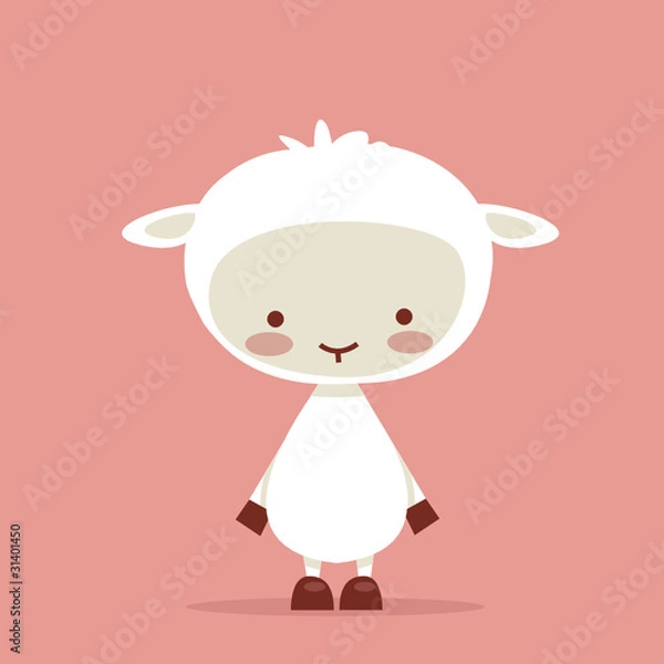Obraz Cute lamb character, vector illustration