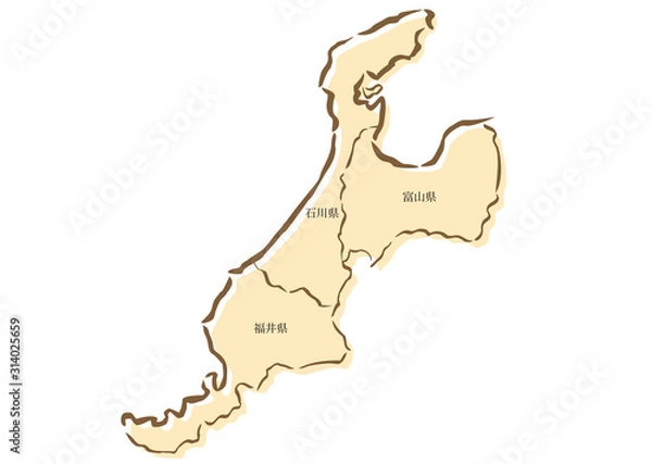 Fototapeta 日本地図・北陸地方