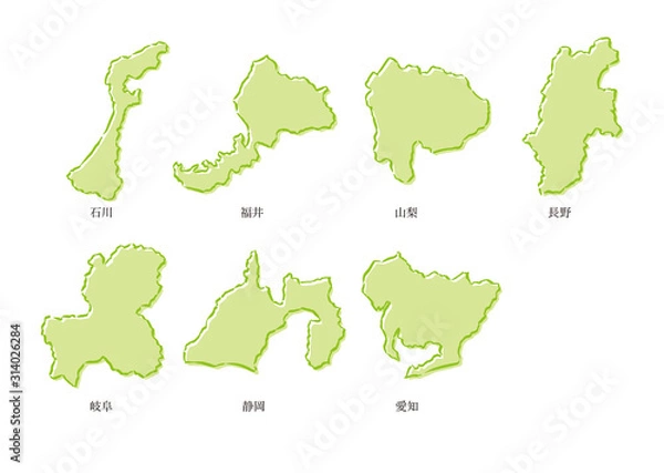 Fototapeta 山梨県・長野県・岐阜県・静岡県・愛知県・石川県・福井県