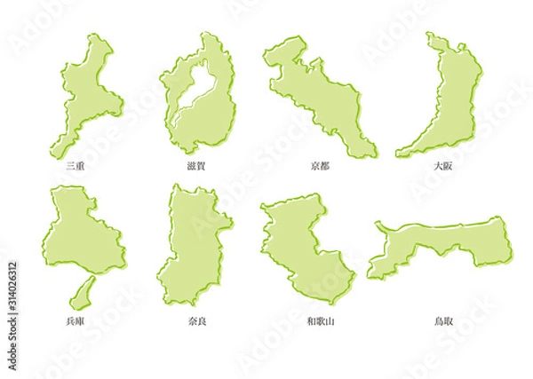 Fototapeta 三重県・滋賀県・京都府・大阪府・兵庫県・奈良県・和歌山県・鳥取県
