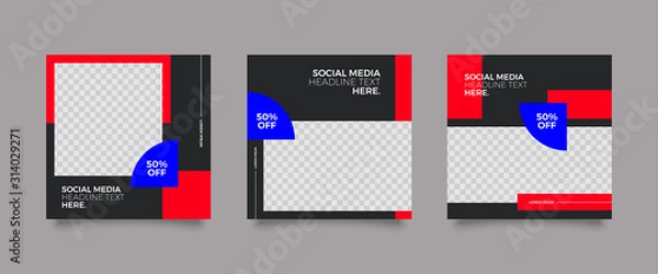 Fototapeta Modern promotion square web banner for social media post template. Elegant sale and discount promo backgrounds for digital marketing
