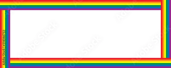 Obraz LGBT flag, Rainbow flag border frame design vector.